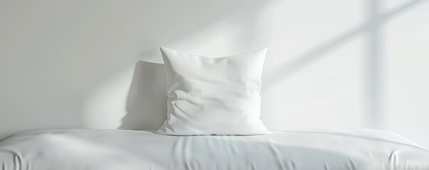 White velvet cushion on white background, 4K hyperrealistic photo