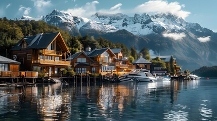 Naklejka premium An amazing yacht club against the backdrop img