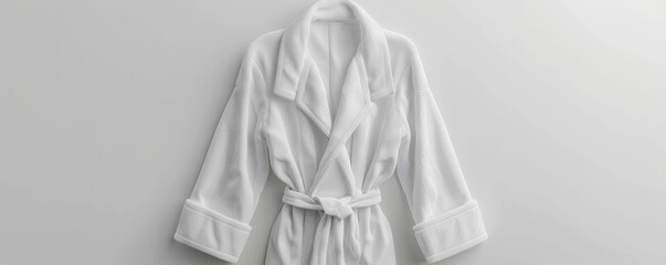 White bathrobe on white background, 4K hyperrealistic photo