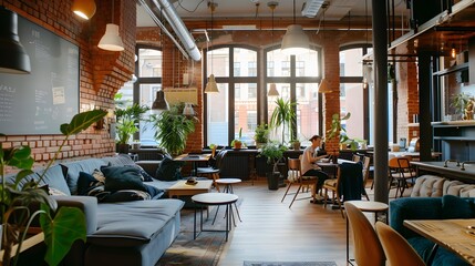 Naklejka premium Coworking exclusive located in a historical building image