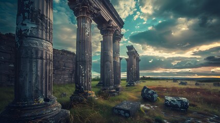 Fototapeta premium The columns of ireland standing against the backdrop