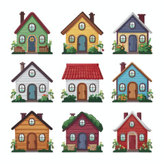 A collection of houses with different colors