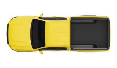 yellow pickup truck top view isolated © changnam37