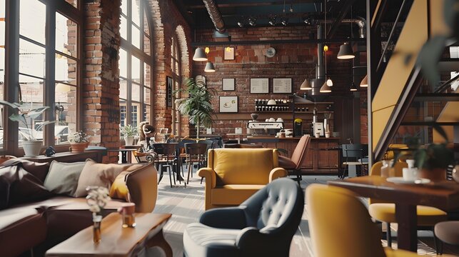 Coffee shops are premium establishments with high ceilings image