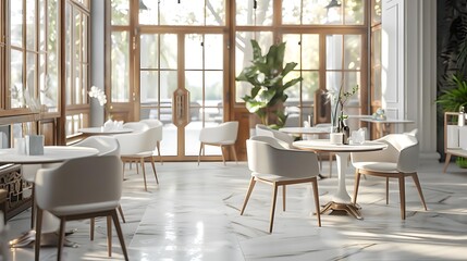 Fototapeta premium Stylish coffee shops stylish establishment with white marble