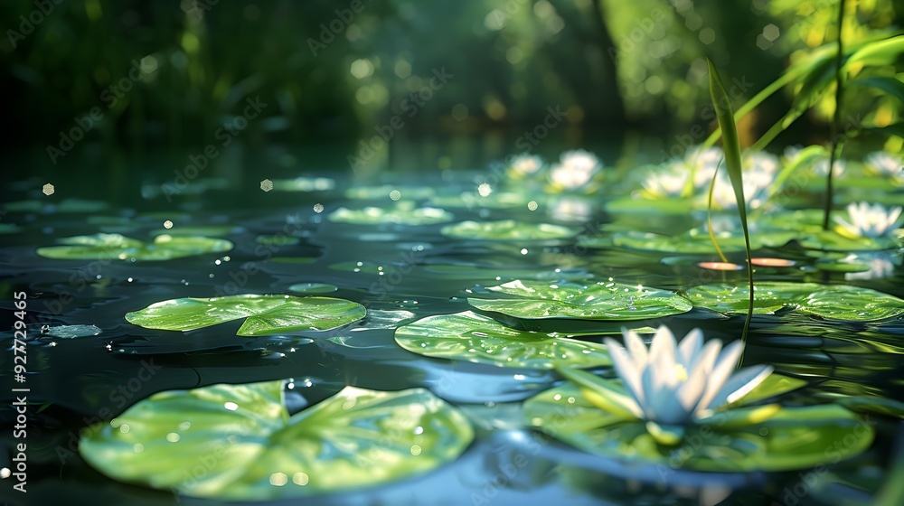 Wall mural water lilies floating on the surface