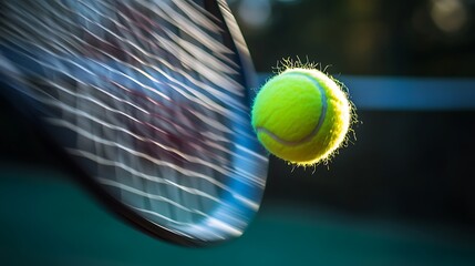 Tennis Ball Approaching a Blurred Tennis Racket