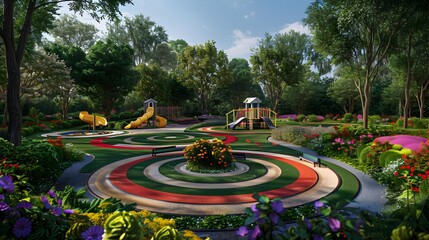 The labyrinth is winding and colorful and encourages