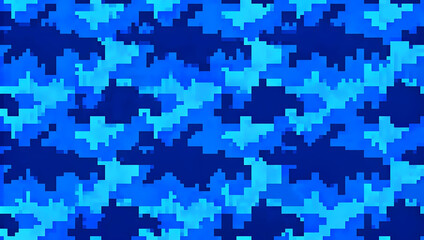 Fototapeta premium Texture military camouflage repeats seamless special force print blue. Digital camouflage pattern background. Winter pixel camouflage. Masking army camo, repeat print for wallpapers.