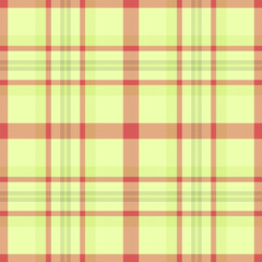 Fototapeta premium Vibrant check pattern plaid, store texture tartan fabric. Design seamless textile background vector in lime and orange colors.