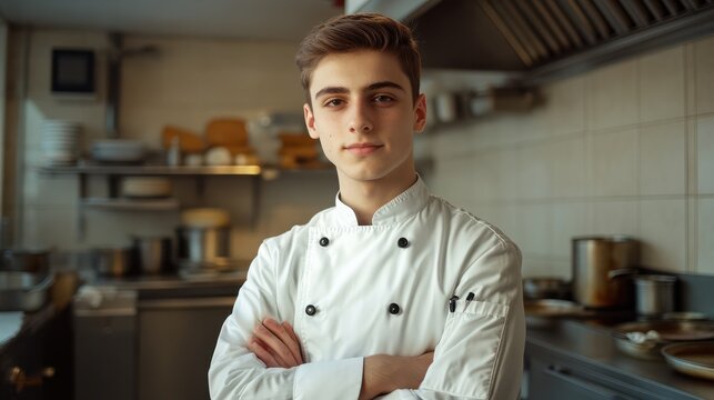 Portrait of a young chef in the kitchen