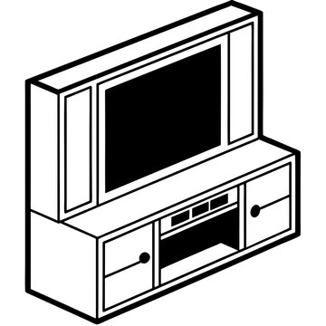 recommend clip art: Entertainment center angle view line art vector