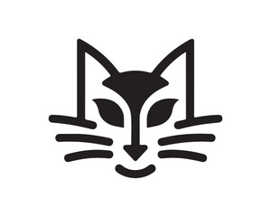 Cat Logo. Cat head icon. Cat face logo. Silhouette simple. Flat style. Cartoon cat face. Logo design template. Vector illustration. Animal logotype concept. 