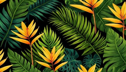 Seamless floral pattern of tropical leaves.1