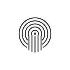 Abstract Geometric Symbol with Concentric Circles and Vertical Lines