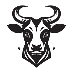 Cow Head Silhouette Vector Clipart, Cow head black on white vector