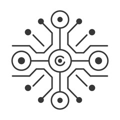 Abstract illustration of a circuit board with a copyright symbol in the center
