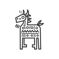 Abstract Line Art Illustration of a Horse with Geometric Patterns