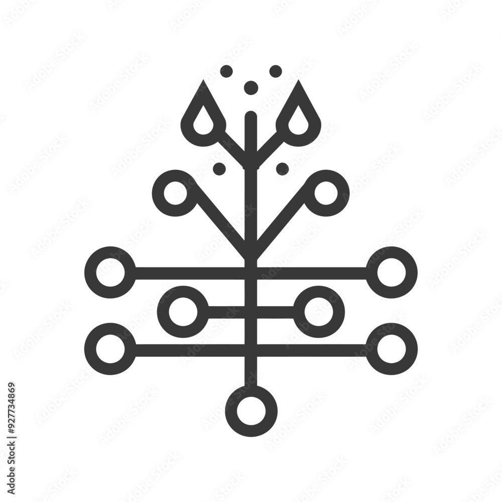 Poster abstract tree with circular branches and droplets