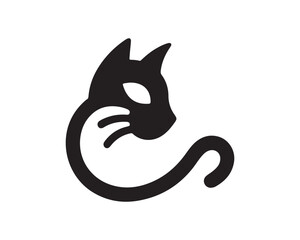 Cat Logo. Cat head icon. Cat face logo. Silhouette simple. Flat style. Cartoon cat face. Logo design template. Vector illustration. Animal logotype concept. 