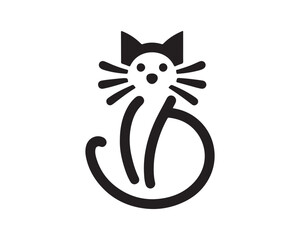Cat Logo. Cat head icon. Cat face logo. Silhouette simple. Flat style. Cartoon cat face. Logo design template. Vector illustration. Animal logotype concept.  Outline Cat 