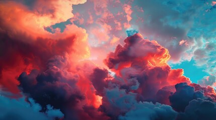 Fototapeta premium Red clouds against blue sky