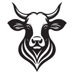 Cow Head Silhouette Vector Clipart, Cow head black on white vector