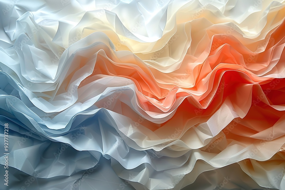 Poster the image is a colorful and abstract representation of a wave made out of paper