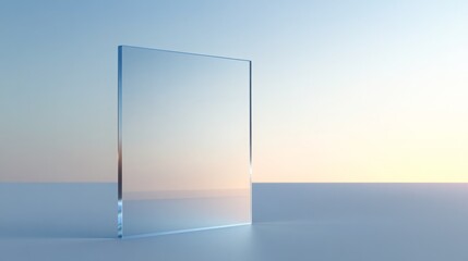 Clear glass element for home, shown on plain background.