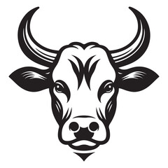 Cow Head Silhouette Vector Clipart, Cow head black on white vector