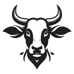 Cow Head Silhouette Vector Clipart, Cow head black on white vector