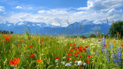 The meadows of switzerland aresque expanses covered