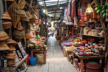 A bustling market filled with a variety of fresh fruits and vegetables, highlighting the abundance of nature's produce, Delve into the hidden corners and secret treasures of a market. AI generated