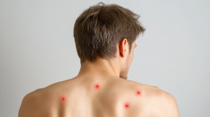 Naklejka premium Medical Illustration of Rash on the Back: Red Spots Progressing to Blisters, Pustules, and Scabs - MPOX