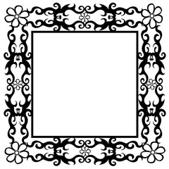 Beautiful black frame decorated with original ornaments on a white background