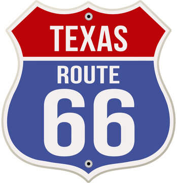 Texas Route 66 road sign vector illustration