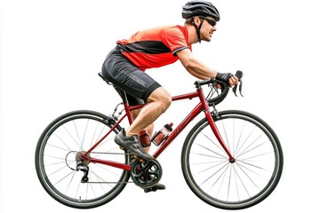 Naklejka premium Man Riding Bike on White Background