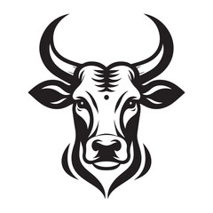 Cow Head Silhouette Vector Clipart, Cow head black on white vector
