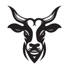 Cow Head Silhouette Vector Clipart, Cow head black on white vector