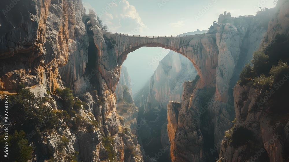 Canvas Prints unique bridges rising above deep canyons emphasize