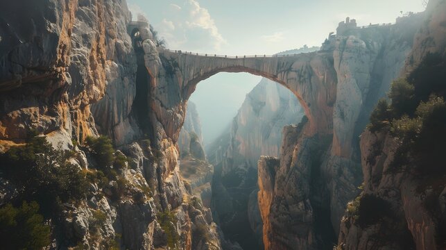 Unique bridges rising above deep canyons emphasize