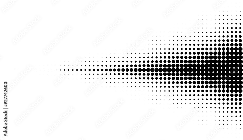 Poster Monochrome gradient halftone dots background. Overlay png illustration. Abstract grunge dots on transparent background