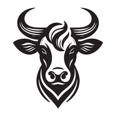 Cow Head Silhouette Vector Clipart, Cow head black on white vector