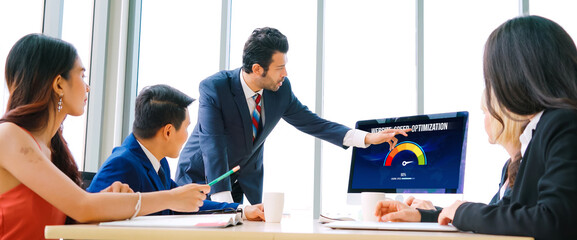 Computer software evaluating website loading speed. Concept of improving website loading speed snugly.