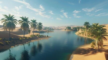Fototapeta premium oases surrounded by endless sands offer amazing