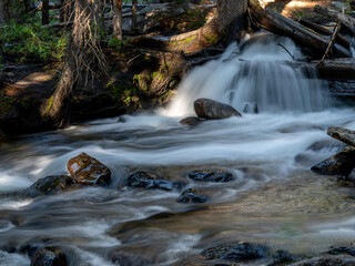 Small wilderness stream with small waterfall