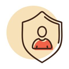 Privacy icon. Shield with person silhouette symbol