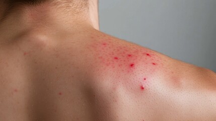 Fototapeta premium Monkeypox, Close-up of a medical illustration showing a characteristic rash on the back. Human body with health problem. Monkey Pox disease symptoms