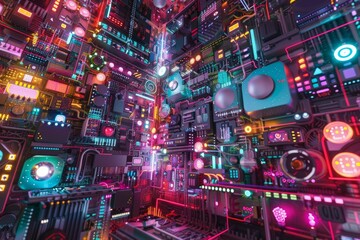 A colorful abstract digital painting showcasing a variety of hues and shapes, creating an engaging visual experience