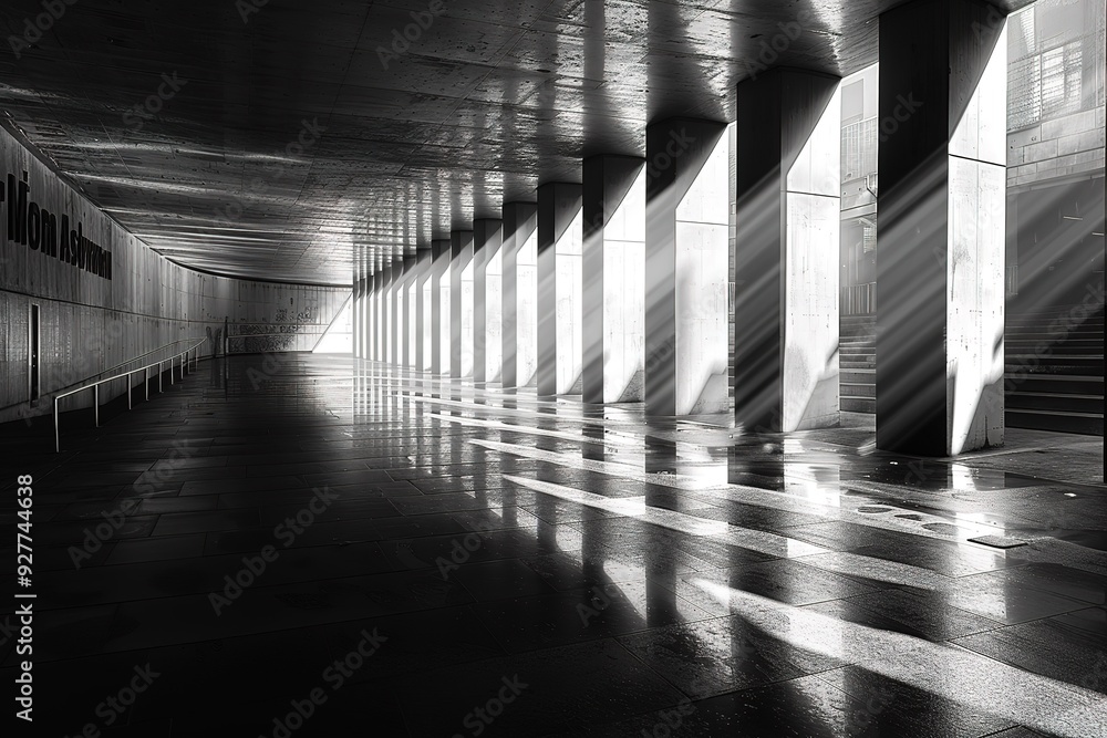 Poster dynamic interplay of light and shadow in an abstract urban setting